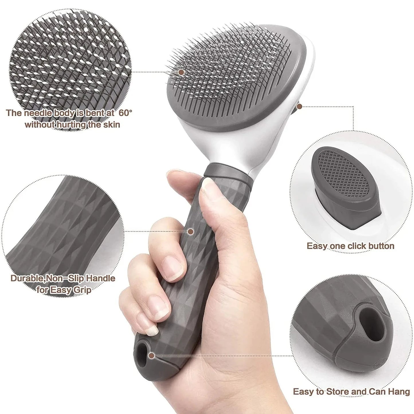Self-Cleaning Deshedding Brush — One Click to Remove Dog Hair