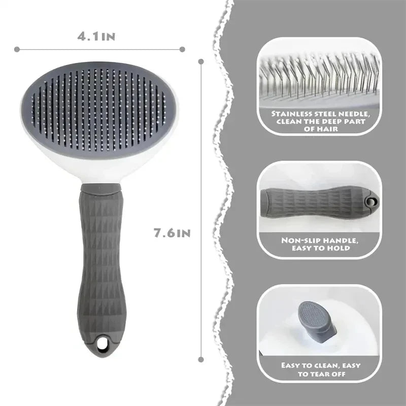 Self-Cleaning Deshedding Brush — One Click to Remove Dog Hair