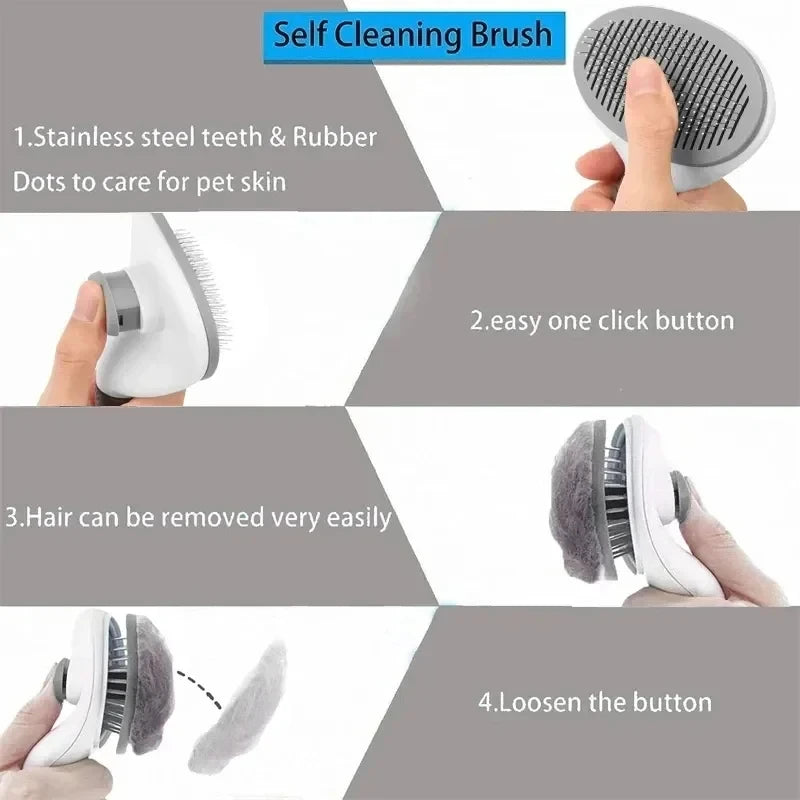 Self-Cleaning Deshedding Brush — One Click to Remove Dog Hair