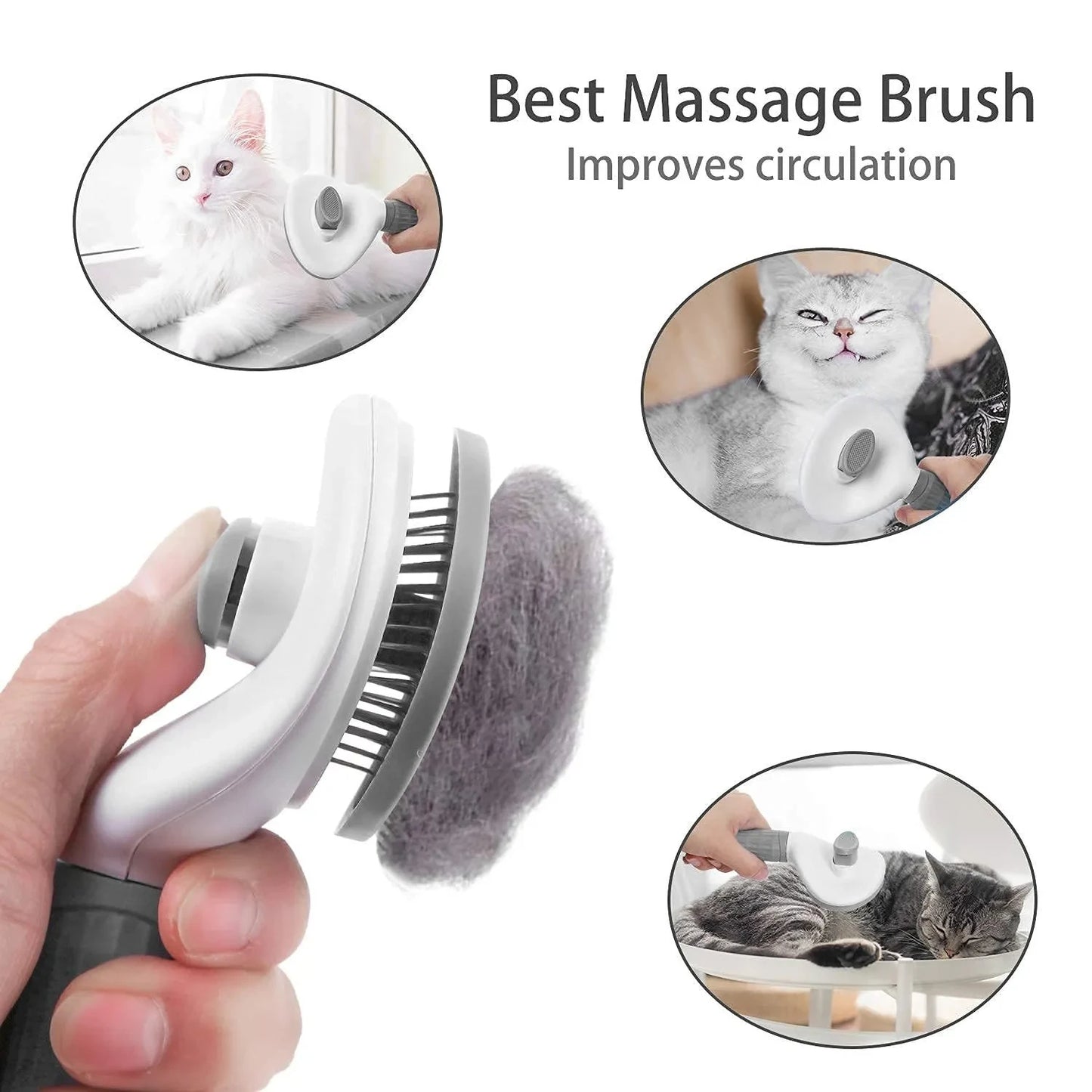 Self-Cleaning Deshedding Brush — One Click to Remove Dog Hair